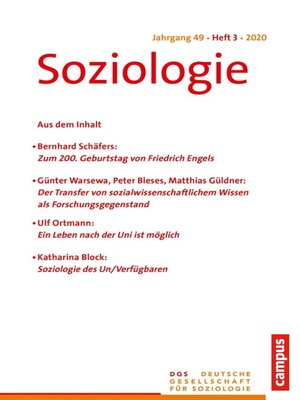 cover image of Soziologie 3/2020